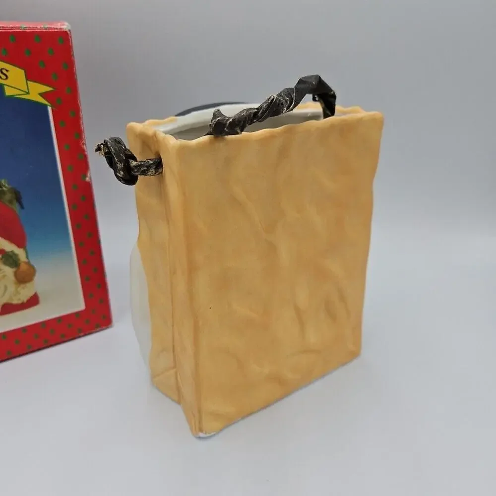 Vintage Ceramic Christmas Decor Snowman Gift‎ Bag Ceramic Dish